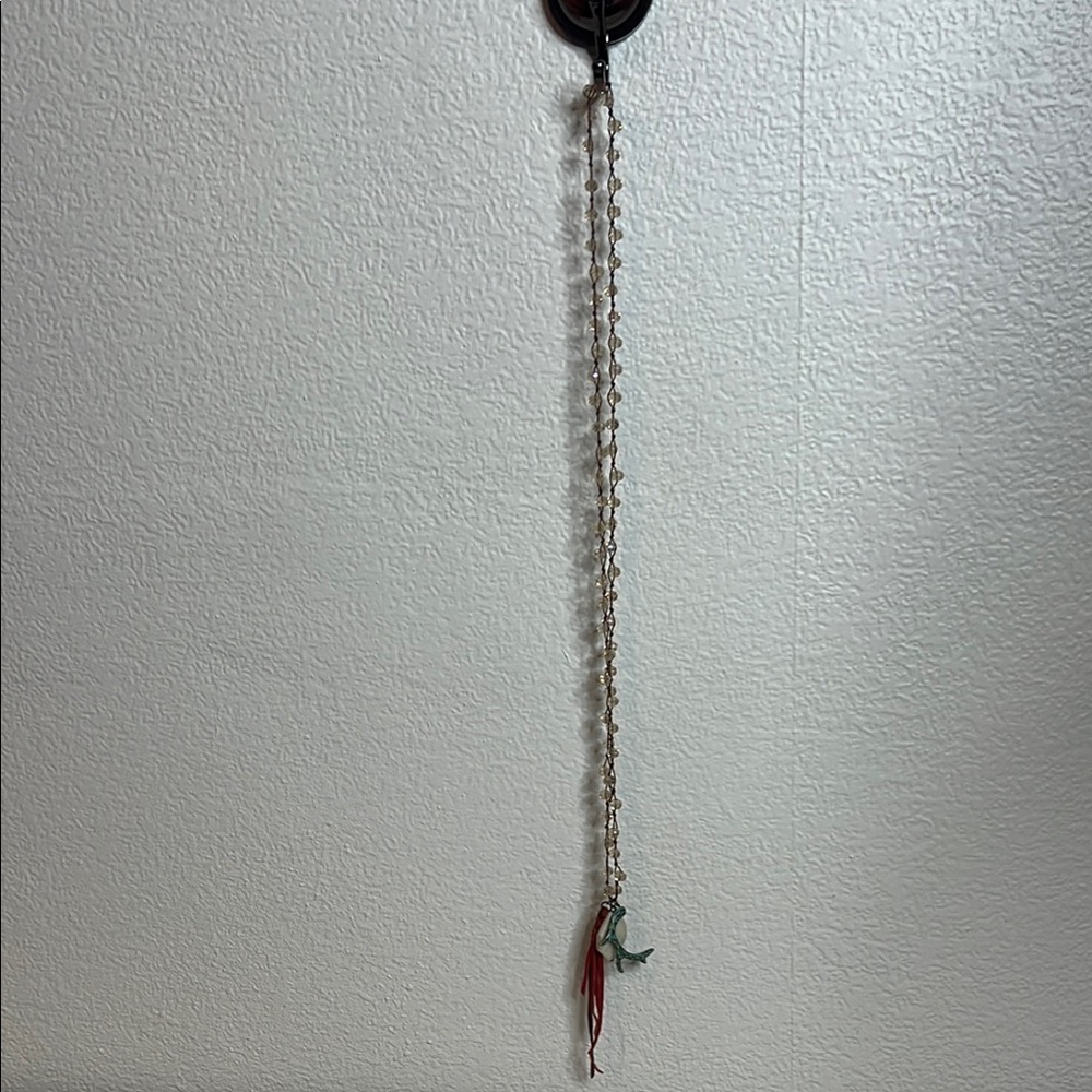 🛍️ 4 for $25 Boho Beaded Necklace with Sea Green Antler Charm & Suede Tassels - Picture 2 of 6